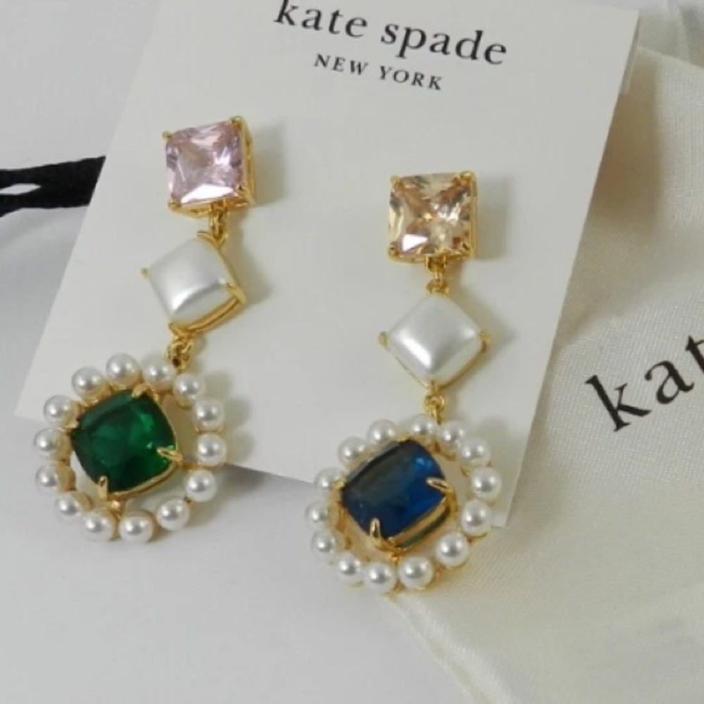 Kate Spade New York Drop Earrings with Multicolor Crystals - Picture 2 of 4